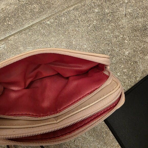 Coach Poppy Double Zip Wallet Wristlet Pink & Cream Signature C Canvas Leather - Picture 5 of 8